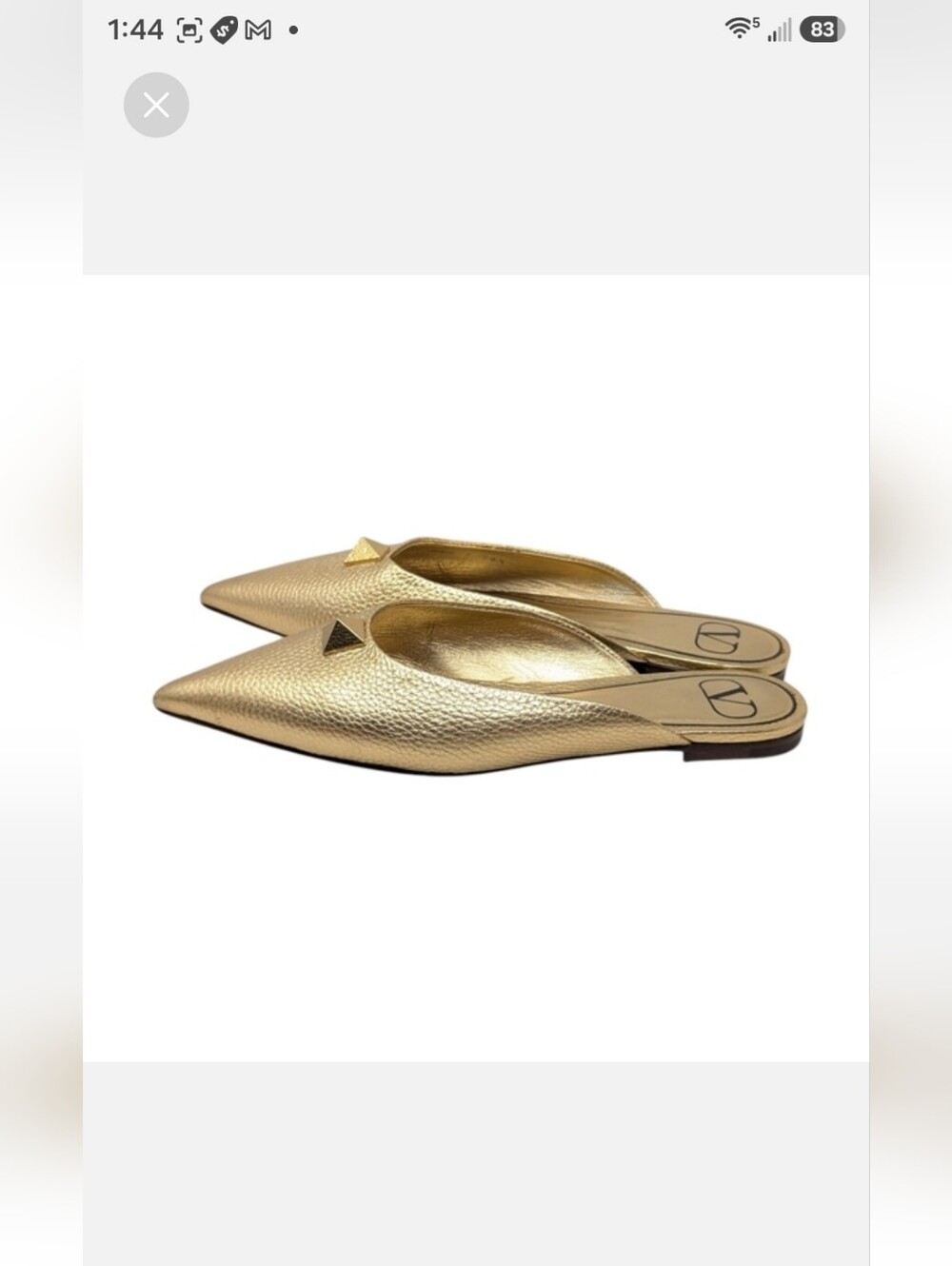 Valentino Garavani Gold Rockstud Pointed-Toe Mules